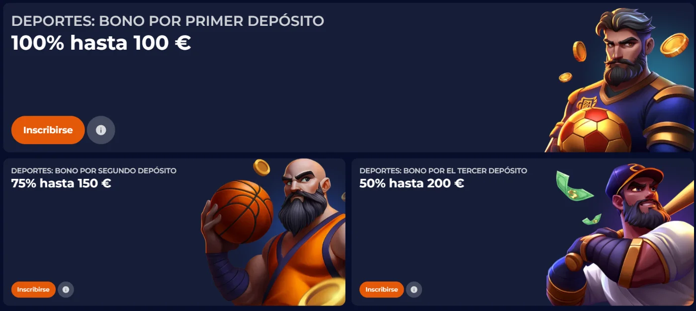 Nine Casino bonos deportivos por primer, segundo y tercer depósito con recompensas de hasta 200 €